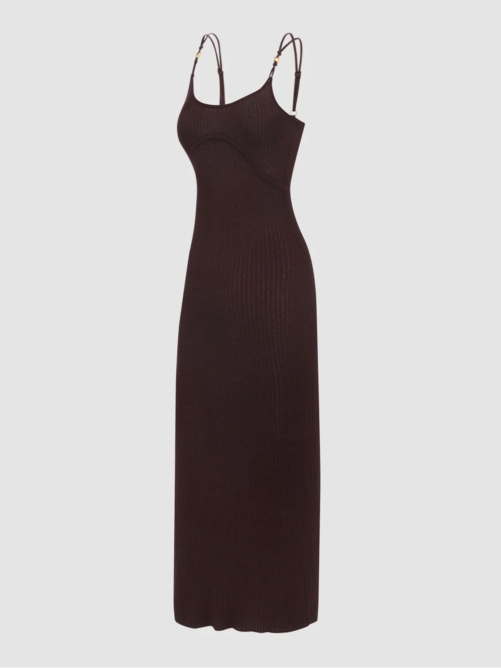 Savage X Fenty Brown Ribbed Maxi Slip Dress